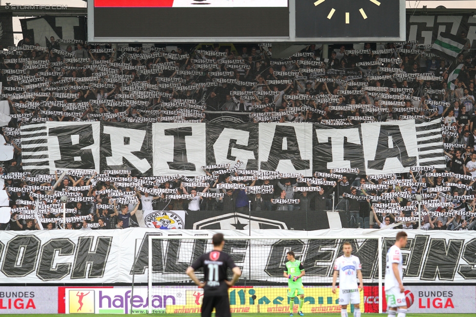 Sturm Graz - Altach
Oesterreichische Fussball Bundesliga, 28. Runde, SK Sturm Graz - SCR Altach, Stadion Liebenau Graz, 11.04.2015. 

Foto zeigt Fans von Sturm mit einer Choreografie
