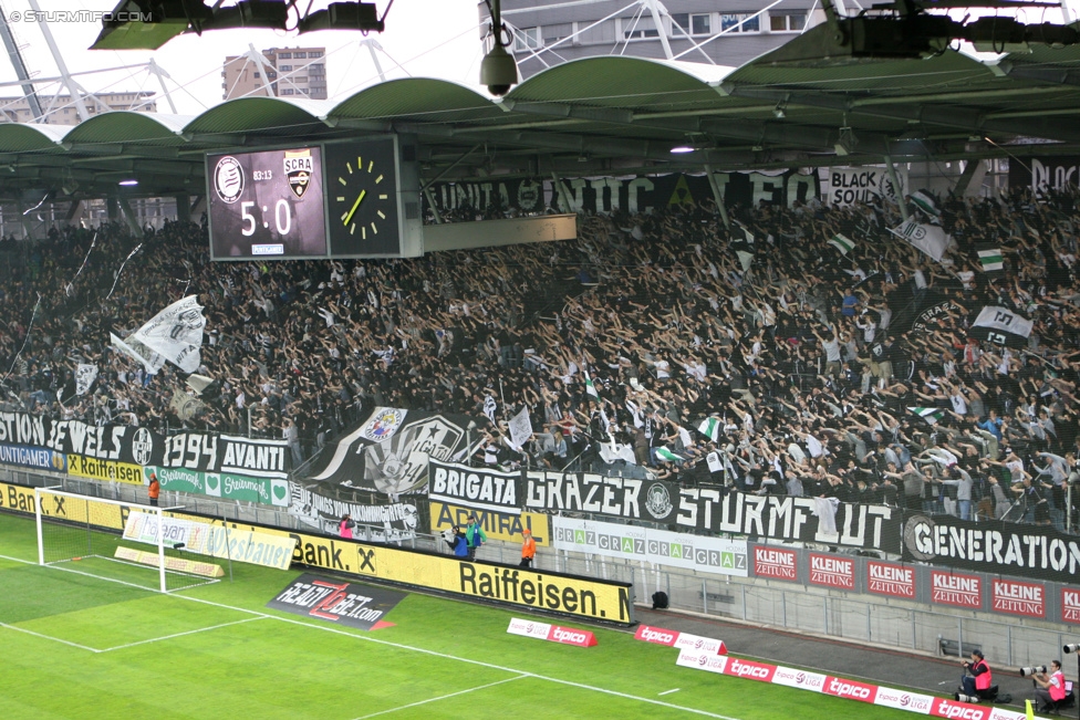 Sturm Graz - Altach
Oesterreichische Fussball Bundesliga, 28. Runde, SK Sturm Graz - SCR Altach, Stadion Liebenau Graz, 11.04.2015. 

Foto zeigt Fans von Sturm
