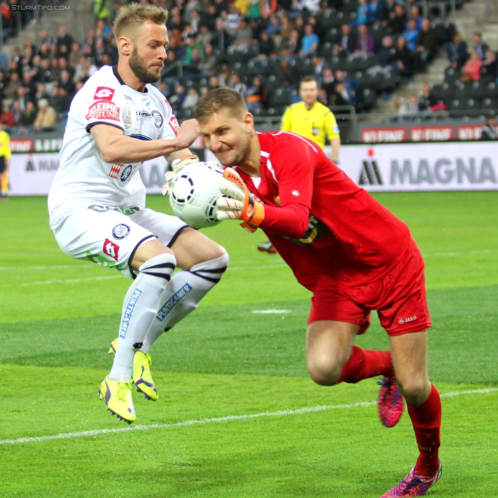 Sturm Graz - Altach
Oesterreichische Fussball Bundesliga, 28. Runde, SK Sturm Graz - SCR Altach, Stadion Liebenau Graz, 11.04.2015. 

Foto zeigt Martin Ehrenreich (Sturm) und Andreas Lukse (Altach)
