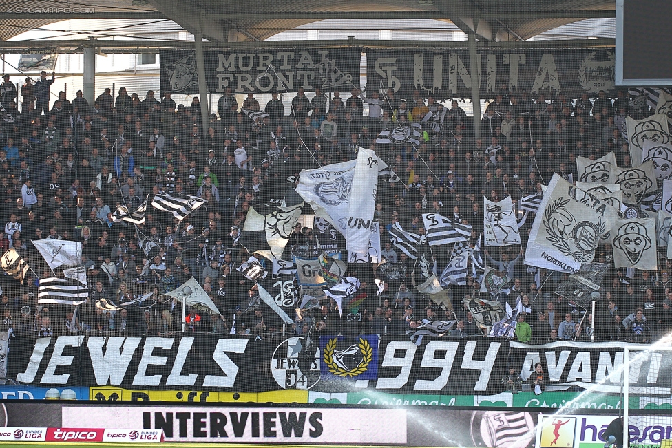 Sturm Graz - Groedig
Oesterreichische Fussball Bundesliga, 29. Runde, SK Sturm Graz - SV Groedig, Stadion Liebenau Graz, 18.04.2015. 

Foto zeigt Fans von Sturm
