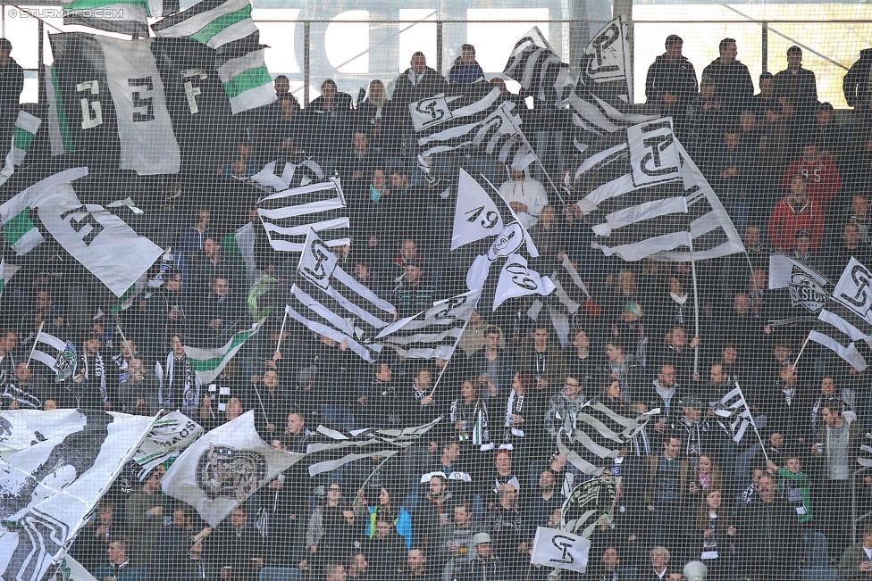 Sturm Graz - Groedig
Oesterreichische Fussball Bundesliga, 29. Runde, SK Sturm Graz - SV Groedig, Stadion Liebenau Graz, 18.04.2015. 

Foto zeigt Fans von Sturm
