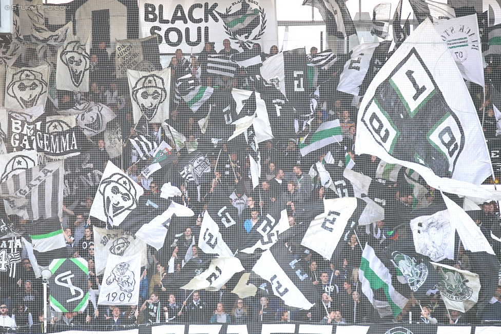 Sturm Graz - Groedig
Oesterreichische Fussball Bundesliga, 29. Runde, SK Sturm Graz - SV Groedig, Stadion Liebenau Graz, 18.04.2015. 

Foto zeigt Fans von Sturm
