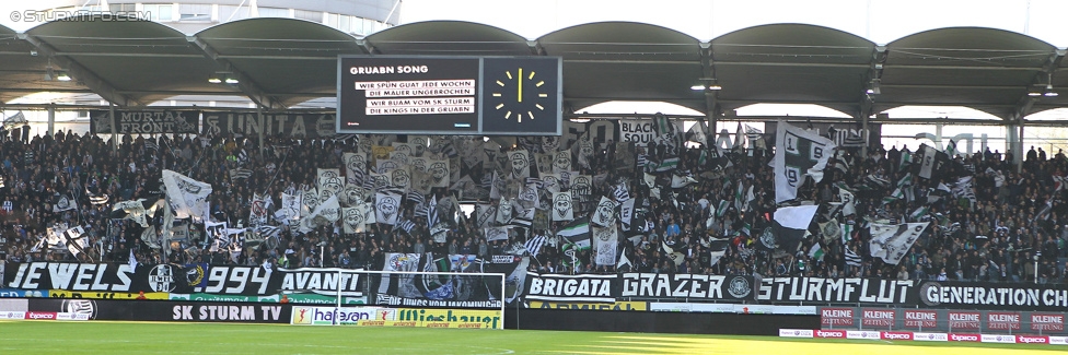 Sturm Graz - Groedig
Oesterreichische Fussball Bundesliga, 29. Runde, SK Sturm Graz - SV Groedig, Stadion Liebenau Graz, 18.04.2015. 

Foto zeigt Fans von Sturm
