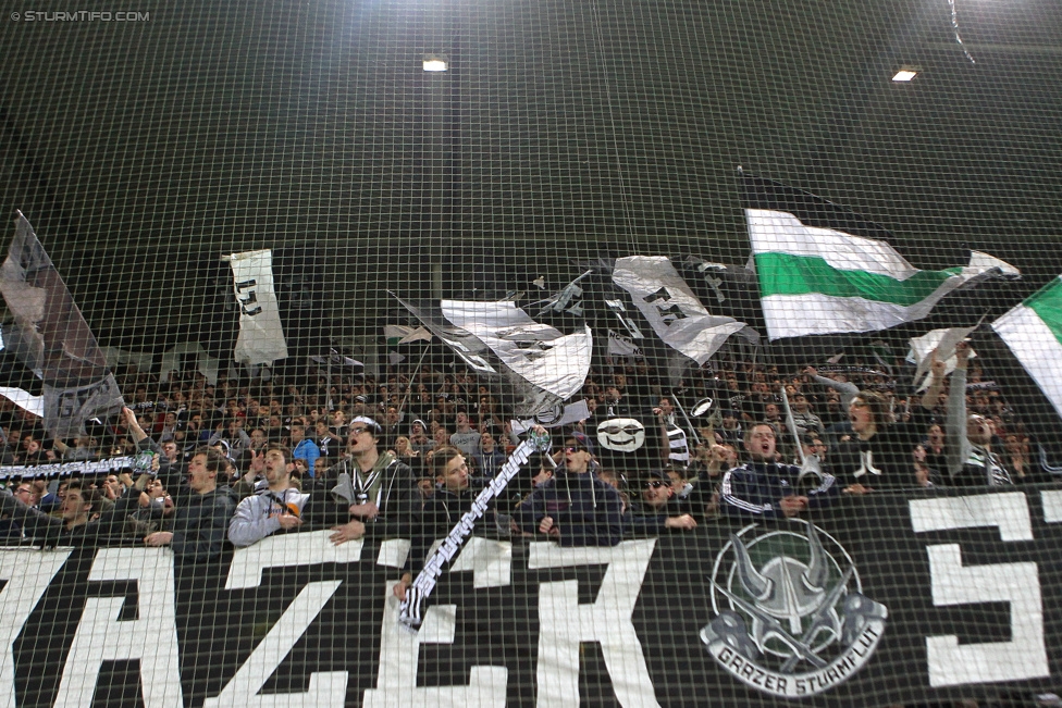 Sturm Graz - Groedig
Oesterreichische Fussball Bundesliga, 29. Runde, SK Sturm Graz - SV Groedig, Stadion Liebenau Graz, 18.04.2015. 

Foto zeigt Fans von Sturm
