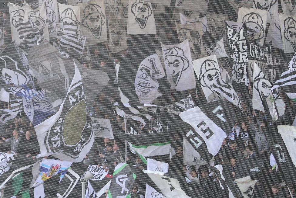 Sturm Graz - Groedig
Oesterreichische Fussball Bundesliga, 29. Runde, SK Sturm Graz - SV Groedig, Stadion Liebenau Graz, 18.04.2015. 

Foto zeigt Fans von Sturm
