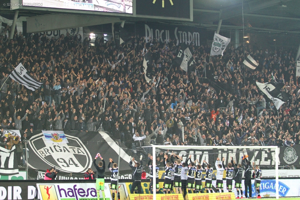 Sturm Graz - Groedig
Oesterreichische Fussball Bundesliga, 29. Runde, SK Sturm Graz - SV Groedig, Stadion Liebenau Graz, 18.04.2015. 

Foto zeigt Fans von Sturm
