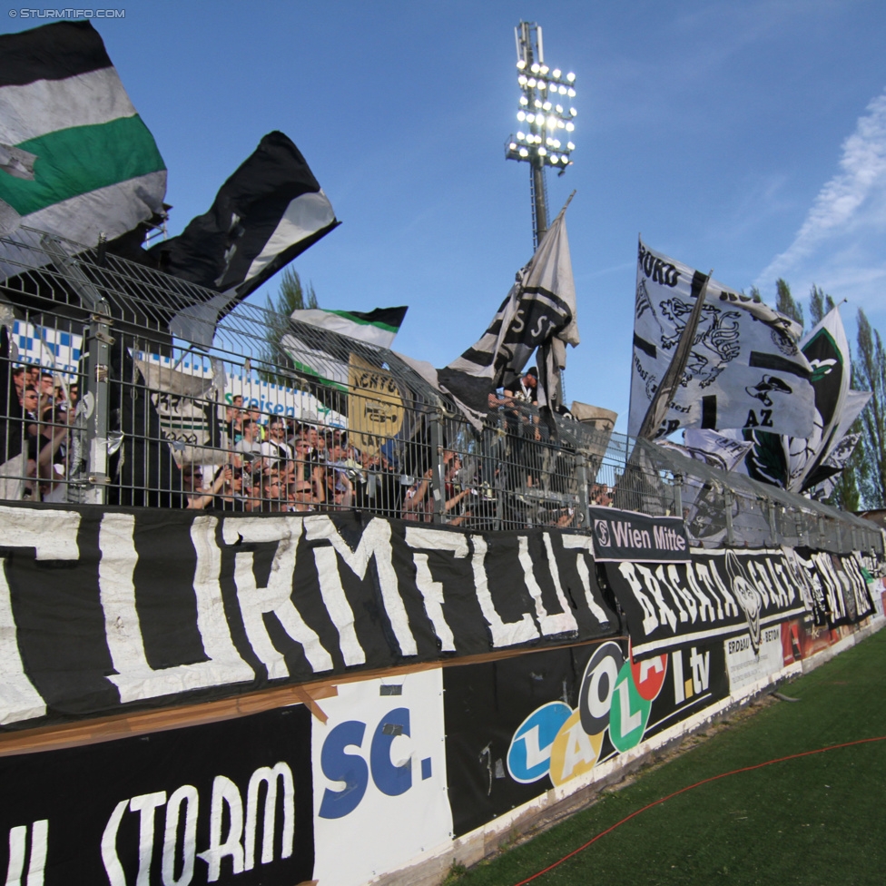 Wr. Neustadt - Sturm Graz
Oesterreichische Fussball Bundesliga, 30. Runde, SC Wiener Neustadt - SK Sturm Graz, Stadion Wiener Neustadt, 25.04.2015. 

Foto zeigt Fans von Sturm
