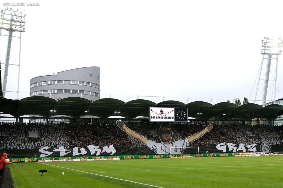 Sturm Graz - Rapid Wien
Oesterreichische Fussball Bundesliga, 31. Runde, SK Sturm Graz - SK Rapid Wien, Stadion Liebenau Graz, 03.05.2015. 

Foto zeigt Fans von Sturm mit einer Choreografie
