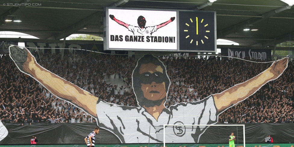 Sturm Graz - Rapid Wien
Oesterreichische Fussball Bundesliga, 31. Runde, SK Sturm Graz - SK Rapid Wien, Stadion Liebenau Graz, 03.05.2015. 

Foto zeigt Fans von Sturm mit einer Choreografie
