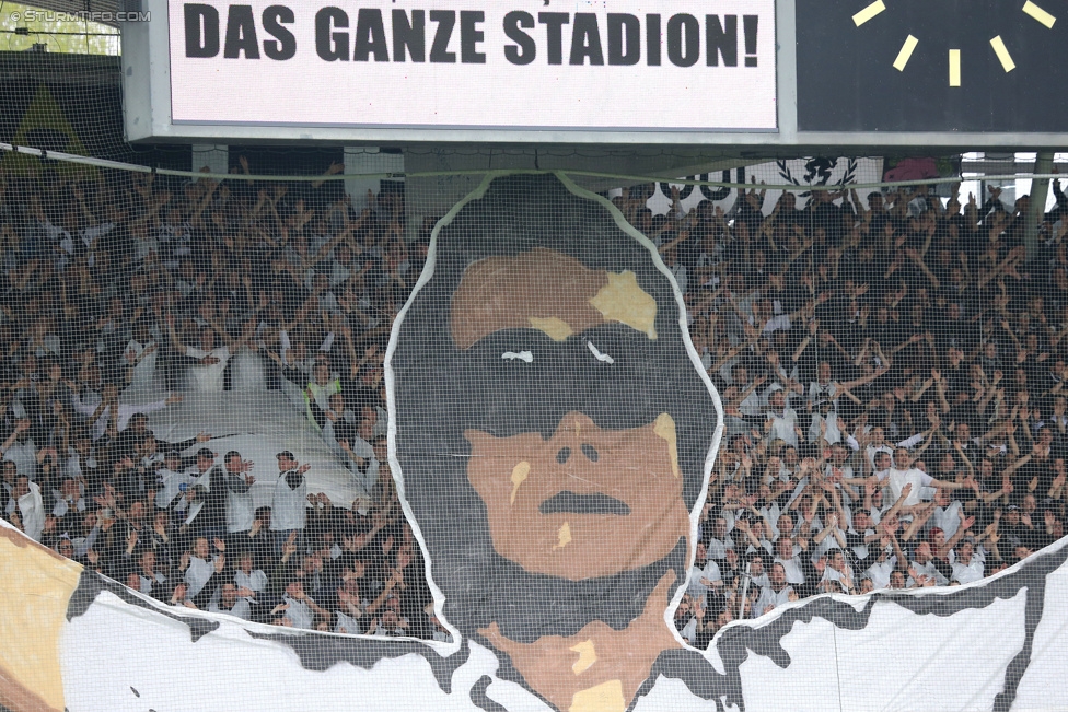 Sturm Graz - Rapid Wien
Oesterreichische Fussball Bundesliga, 31. Runde, SK Sturm Graz - SK Rapid Wien, Stadion Liebenau Graz, 03.05.2015. 

Foto zeigt Fans von Sturm mit einer Choreografie
