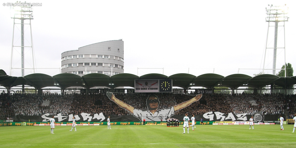 Sturm Graz - Rapid Wien
Oesterreichische Fussball Bundesliga, 31. Runde, SK Sturm Graz - SK Rapid Wien, Stadion Liebenau Graz, 03.05.2015. 

Foto zeigt Fans von Sturm mit einer Choreografie
