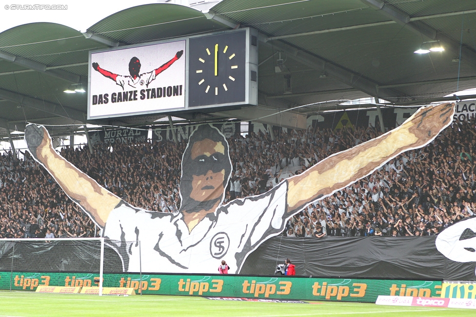 Sturm Graz - Rapid Wien
Oesterreichische Fussball Bundesliga, 31. Runde, SK Sturm Graz - SK Rapid Wien, Stadion Liebenau Graz, 03.05.2015. 

Foto zeigt Fans von Sturm mit einer Choreografie
