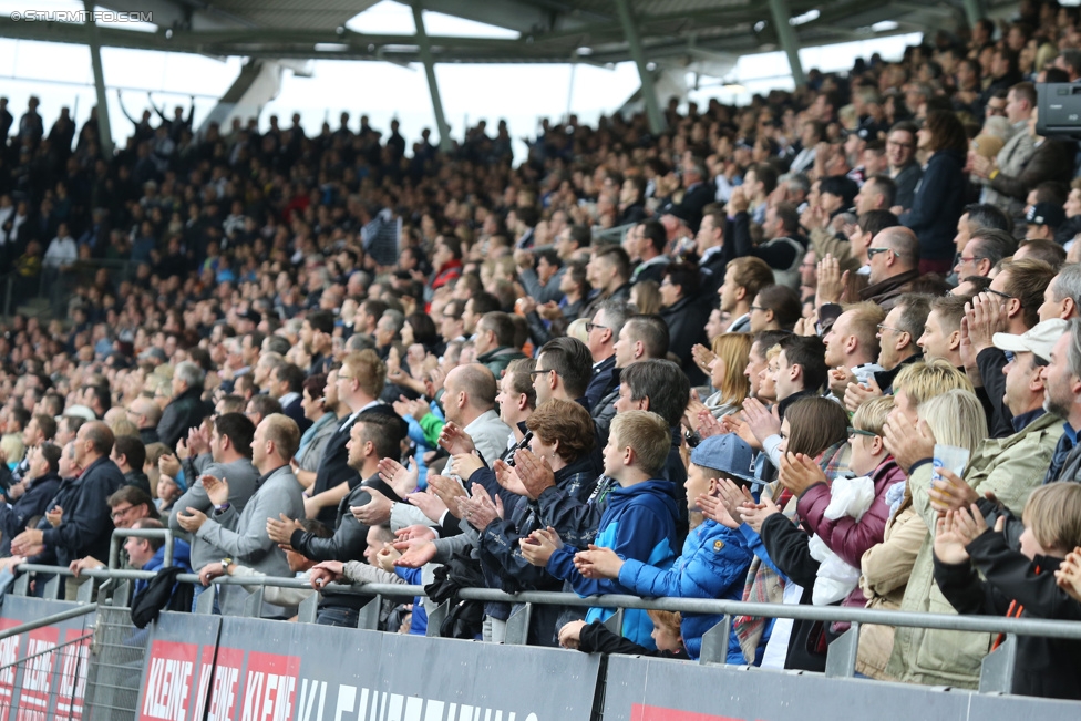 Sturm Graz - Rapid Wien
Oesterreichische Fussball Bundesliga, 31. Runde, SK Sturm Graz - SK Rapid Wien, Stadion Liebenau Graz, 03.05.2015. 

Foto zeigt Fans von Sturm
