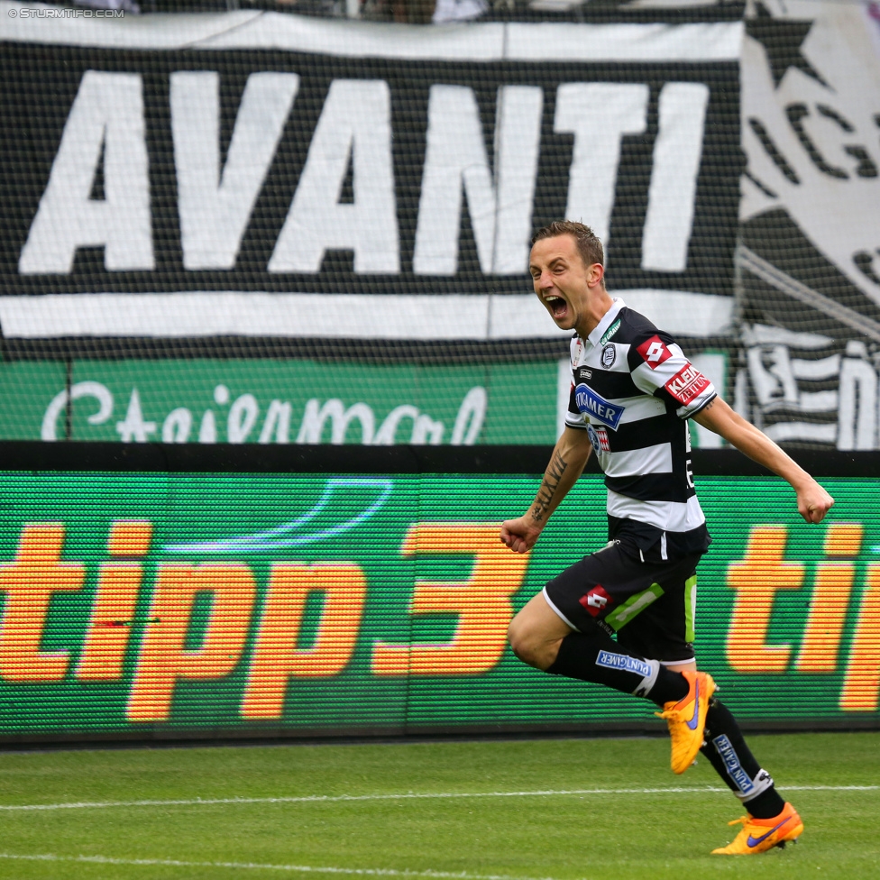 Sturm Graz - Rapid Wien
Oesterreichische Fussball Bundesliga, 31. Runde, SK Sturm Graz - SK Rapid Wien, Stadion Liebenau Graz, 03.05.2015. 

Foto zeigt Daniel Beichler (Sturm)
Schlüsselwörter: torjubel