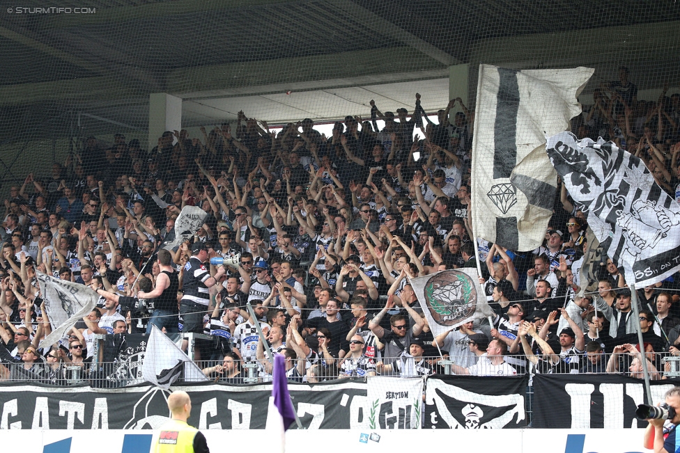 Austria Wien - Sturm Graz
Oesterreichische Fussball Bundesliga, 32. Runde, FK Austria Wien - SK Sturm Graz, Franz-Horr-Stadion Wien, 09.05.2015. 

Foto zeigt Fans von Sturm
