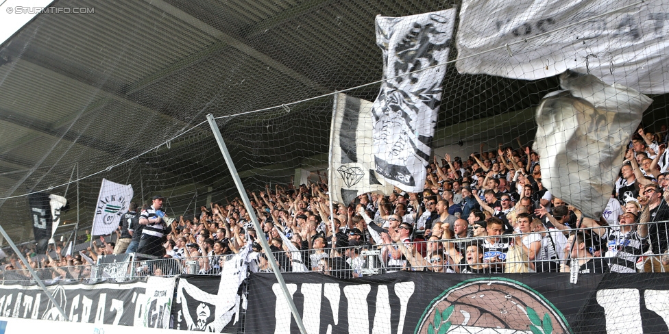 Austria Wien - Sturm Graz
Oesterreichische Fussball Bundesliga, 32. Runde, FK Austria Wien - SK Sturm Graz, Franz-Horr-Stadion Wien, 09.05.2015. 

Foto zeigt Fans von Sturm
