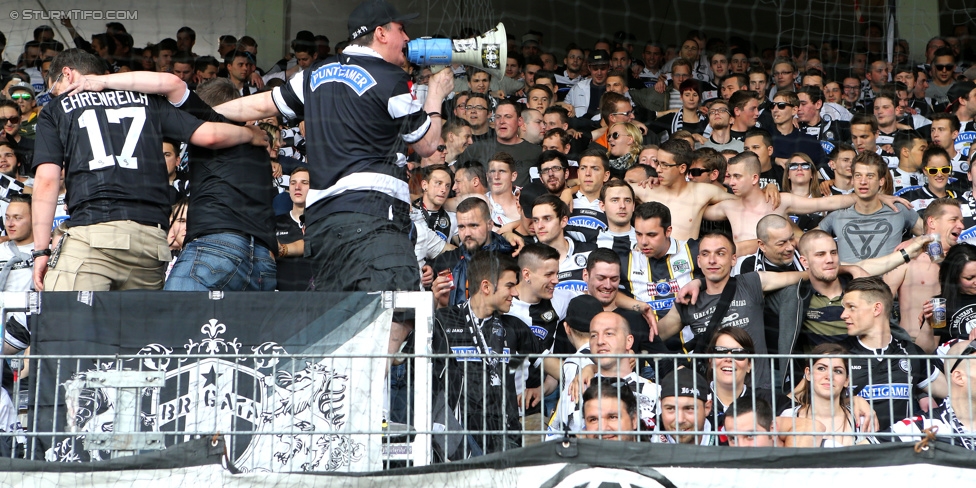 Austria Wien - Sturm Graz
Oesterreichische Fussball Bundesliga, 32. Runde, FK Austria Wien - SK Sturm Graz, Franz-Horr-Stadion Wien, 09.05.2015. 

Foto zeigt Fans von Sturm
