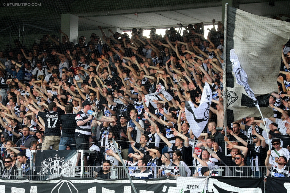 Austria Wien - Sturm Graz
Oesterreichische Fussball Bundesliga, 32. Runde, FK Austria Wien - SK Sturm Graz, Franz-Horr-Stadion Wien, 09.05.2015. 

Foto zeigt Fans von Sturm
