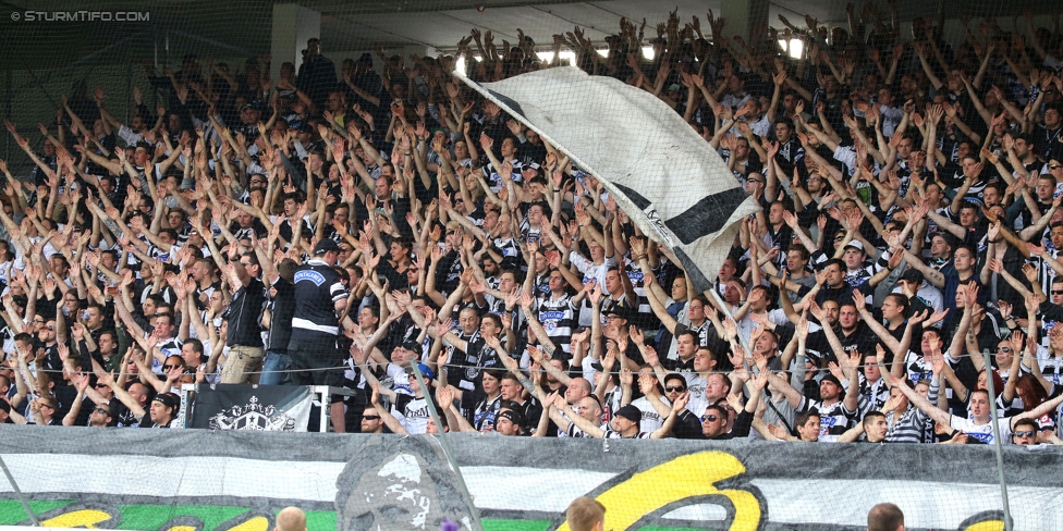 Austria Wien - Sturm Graz
Oesterreichische Fussball Bundesliga, 32. Runde, FK Austria Wien - SK Sturm Graz, Franz-Horr-Stadion Wien, 09.05.2015. 

Foto zeigt Fans von Sturm
