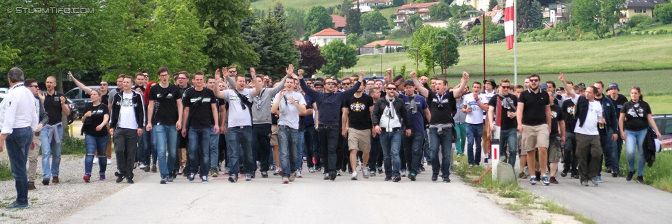 Wolfsberg - Sturm Graz
Oesterreichische Fussball Bundesliga, 33. Runde, Wolfsberger AC - SK Sturm Graz, Lavanttal Arena Wolfsberg, 16.05.2015. 

Foto zeigt Fans von Sturm
