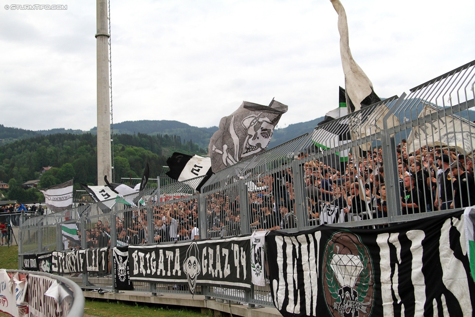 Wolfsberg - Sturm Graz
Oesterreichische Fussball Bundesliga, 33. Runde, Wolfsberger AC - SK Sturm Graz, Lavanttal Arena Wolfsberg, 16.05.2015. 

Foto zeigt Fans von Sturm
