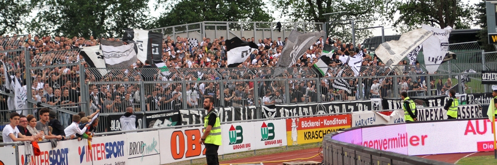 Wolfsberg - Sturm Graz
Oesterreichische Fussball Bundesliga, 33. Runde, Wolfsberger AC - SK Sturm Graz, Lavanttal Arena Wolfsberg, 16.05.2015. 

Foto zeigt Fans von Sturm
