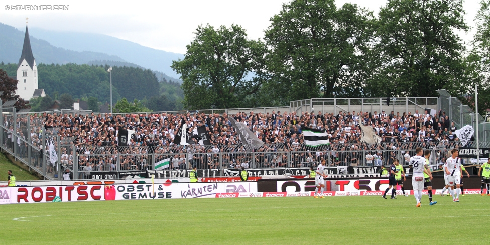 Wolfsberg - Sturm Graz
Oesterreichische Fussball Bundesliga, 33. Runde, Wolfsberger AC - SK Sturm Graz, Lavanttal Arena Wolfsberg, 16.05.2015. 

Foto zeigt Fans von Sturm
