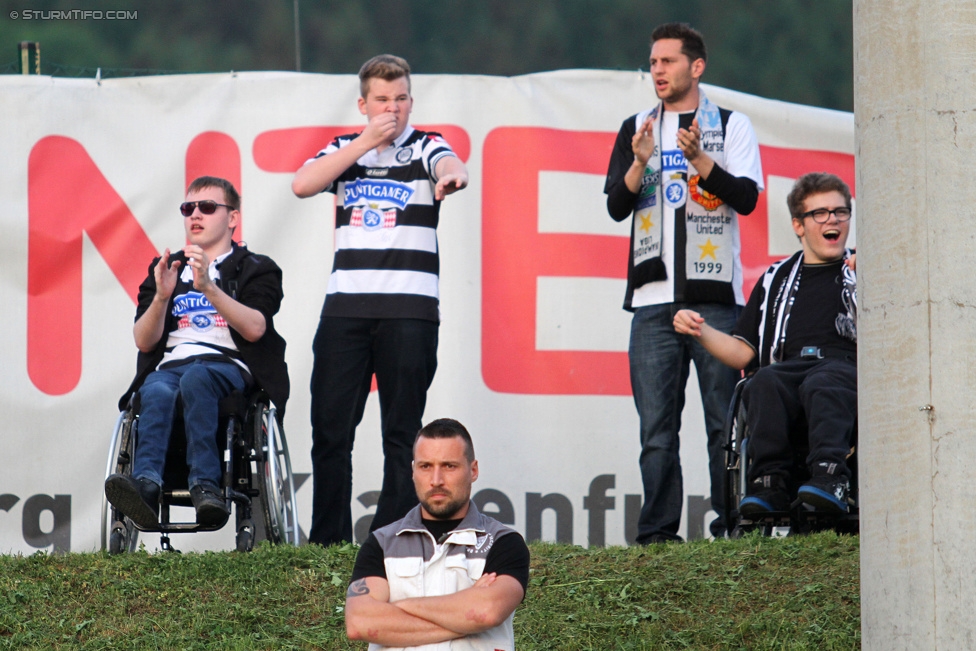 Wolfsberg - Sturm Graz
Oesterreichische Fussball Bundesliga, 33. Runde, Wolfsberger AC - SK Sturm Graz, Lavanttal Arena Wolfsberg, 16.05.2015. 

Foto zeigt Fans von Sturm
