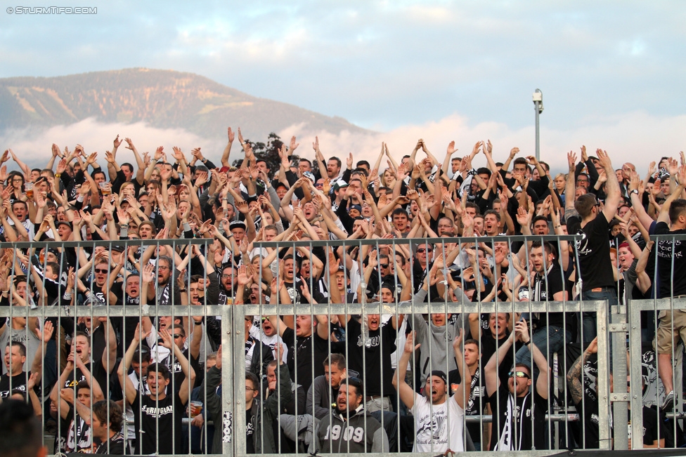 Wolfsberg - Sturm Graz
Oesterreichische Fussball Bundesliga, 33. Runde, Wolfsberger AC - SK Sturm Graz, Lavanttal Arena Wolfsberg, 16.05.2015. 

Foto zeigt Fans von Sturm
