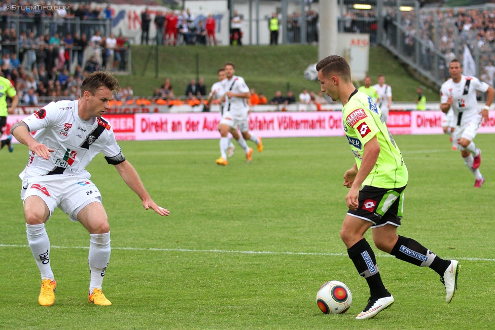 Wolfsberg - Sturm Graz
Oesterreichische Fussball Bundesliga, 33. Runde, Wolfsberger AC - SK Sturm Graz, Lavanttal Arena Wolfsberg, 16.05.2015. 

Foto zeigt Donisi Avdijaj (Sturm)
