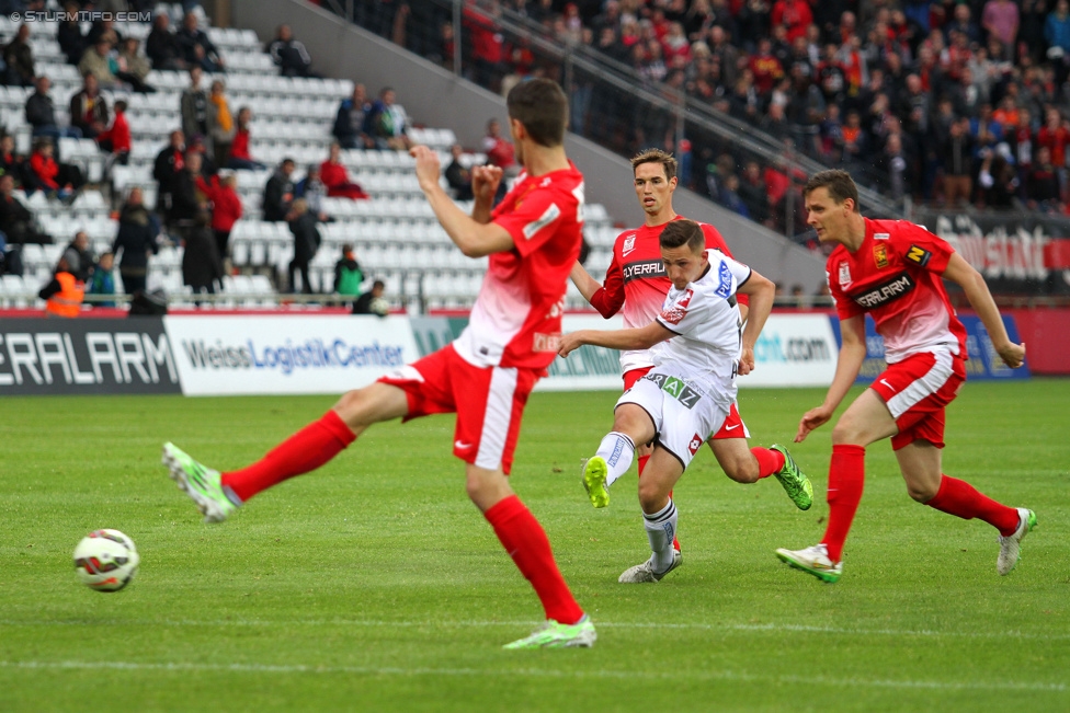 Admira Wacker - Sturm Graz
Oesterreichische Fussball Bundesliga, 35. Runde, FC Admira Wacker Moedling - SK Sturm Graz, Stadion Suedstadt Maria Enzersdorf, 24.05.2015. 

Foto zeigt Donisi Avdijaj (Sturm)
Schlüsselwörter: tor