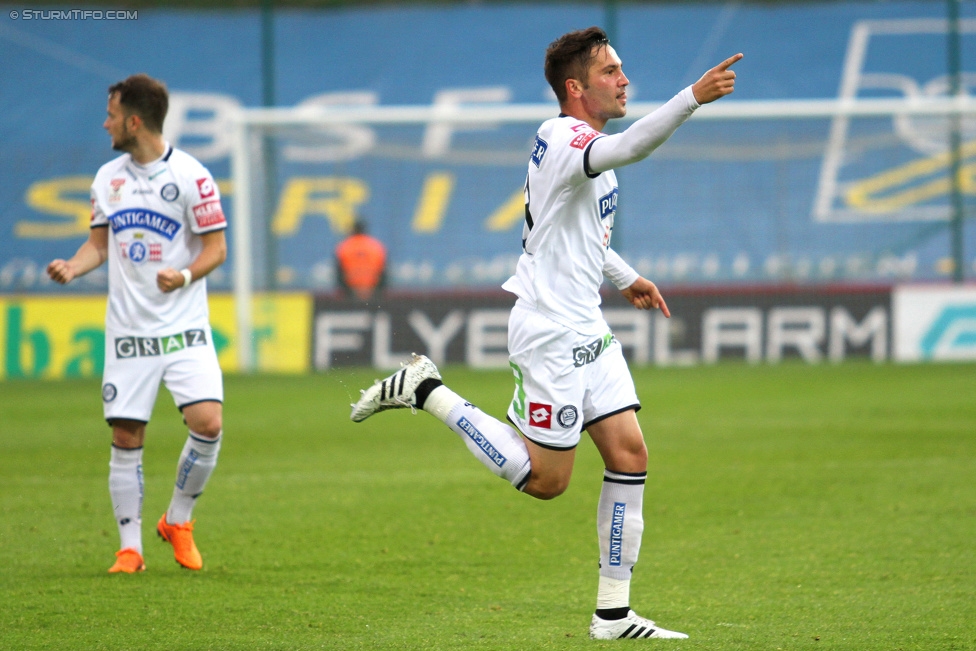 Admira Wacker - Sturm Graz
Oesterreichische Fussball Bundesliga, 35. Runde, FC Admira Wacker Moedling - SK Sturm Graz, Stadion Suedstadt Maria Enzersdorf, 24.05.2015. 

Foto zeigt Christian Klem (Sturm) und Anel Hadzic (Sturm)
Schlüsselwörter: torjubel