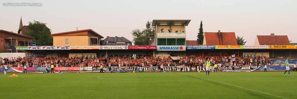 Hartberg - Sturm Graz
OEFB Cup, 1. Runde, TSV Hartberg - SK Sturm Graz, Arena Hartberg, 18.07.2015. 

Foto zeigt Fans von Sturm
