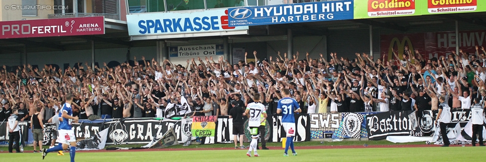 Hartberg - Sturm Graz
OEFB Cup, 1. Runde, TSV Hartberg - SK Sturm Graz, Arena Hartberg, 18.07.2015. 

Foto zeigt Fans von Sturm
