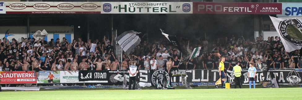 Hartberg - Sturm Graz
OEFB Cup, 1. Runde, TSV Hartberg - SK Sturm Graz, Arena Hartberg, 18.07.2015. 

Foto zeigt Fans von Sturm
