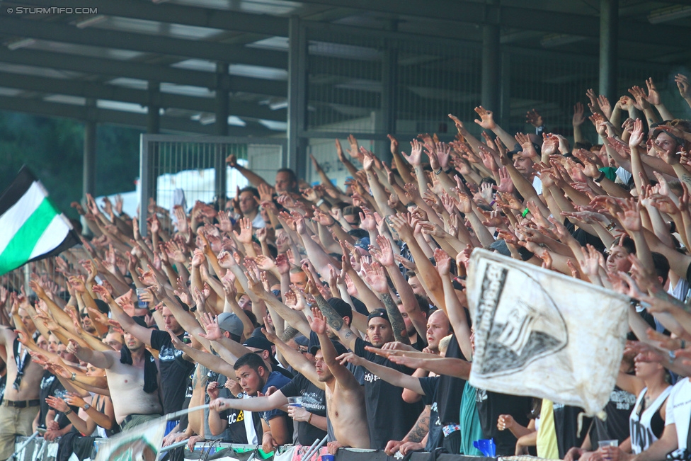 Hartberg - Sturm Graz
OEFB Cup, 1. Runde, TSV Hartberg - SK Sturm Graz, Arena Hartberg, 18.07.2015. 

Foto zeigt Fans von Sturm
