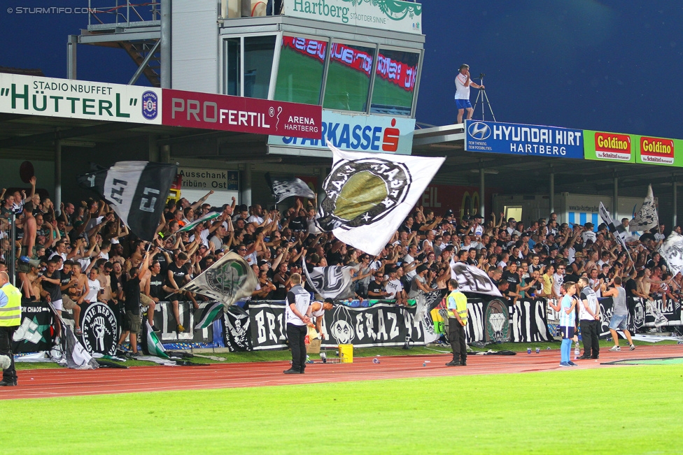 Hartberg - Sturm Graz
OEFB Cup, 1. Runde, TSV Hartberg - SK Sturm Graz, Arena Hartberg, 18.07.2015. 

Foto zeigt Fans von Sturm
