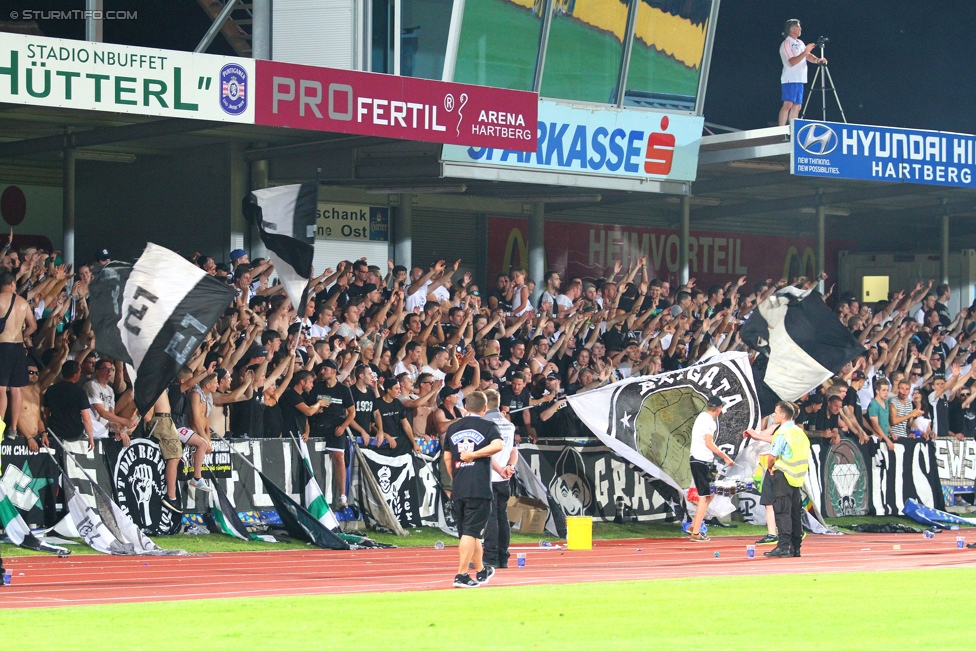 Hartberg - Sturm Graz
OEFB Cup, 1. Runde, TSV Hartberg - SK Sturm Graz, Arena Hartberg, 18.07.2015. 

Foto zeigt Fans von Sturm
