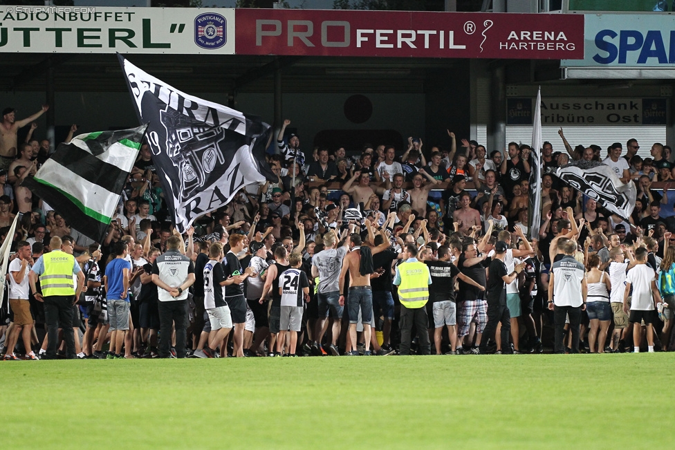 Hartberg - Sturm Graz
OEFB Cup, 1. Runde, TSV Hartberg - SK Sturm Graz, Arena Hartberg, 18.07.2015. 

Foto zeigt Fans von Sturm
