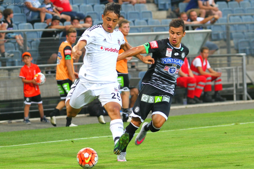 Sturm Graz - Besiktas
Testspiel,  SK Sturm Graz - Besiktas Istanbul, Stadion Liebenau Graz, 22.07.2015. 

Foto zeigt Muhammed Durmus Enes (Besiktas) und Kristijan Dobras (Sturm)
