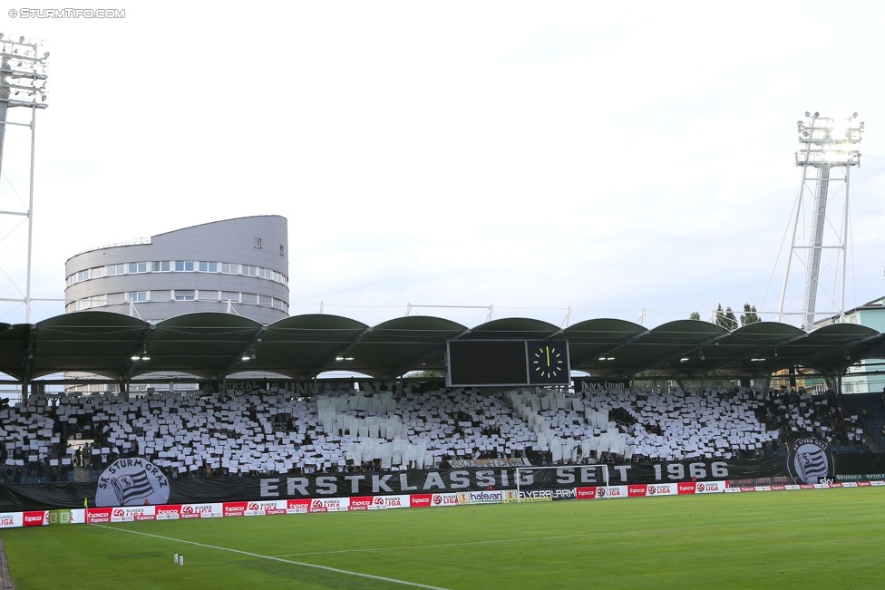 Sturm Graz - Admira Wacker
Oesterreichische Fussball Bundesliga, 1. Runde, SK Sturm Graz - FC Admira Wacker Moedling, Stadion Liebenau Graz, 25.07.2015. 

Foto zeigt Fans von Sturm mit einer Choreografie
