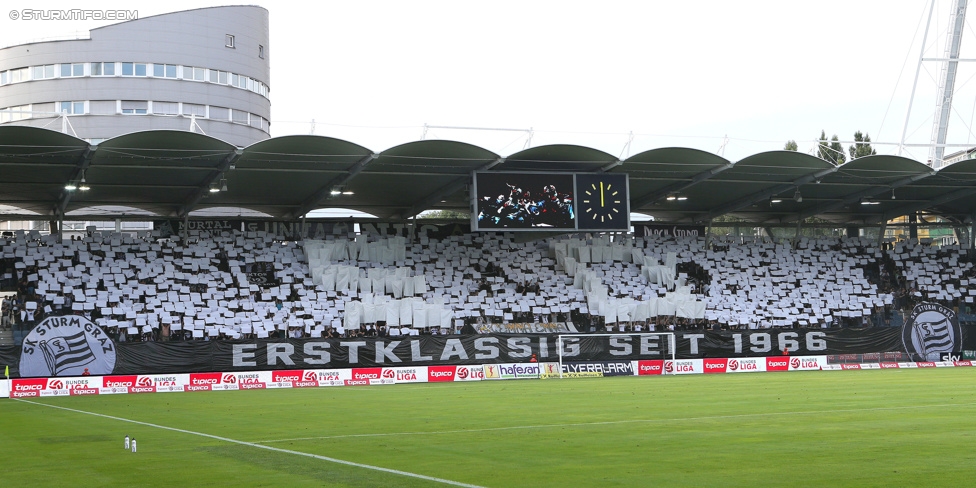 Sturm Graz - Admira Wacker
Oesterreichische Fussball Bundesliga, 1. Runde, SK Sturm Graz - FC Admira Wacker Moedling, Stadion Liebenau Graz, 25.07.2015. 

Foto zeigt Fans von Sturm mit einer Choreografie
