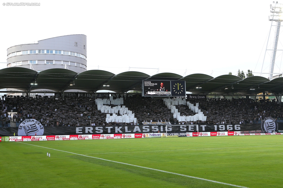 Sturm Graz - Admira Wacker
Oesterreichische Fussball Bundesliga, 1. Runde, SK Sturm Graz - FC Admira Wacker Moedling, Stadion Liebenau Graz, 25.07.2015. 

Foto zeigt Fans von Sturm mit einer Choreografie
