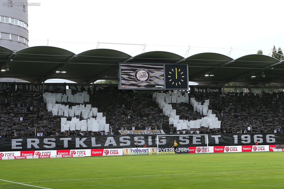 Sturm Graz - Admira Wacker
Oesterreichische Fussball Bundesliga, 1. Runde, SK Sturm Graz - FC Admira Wacker Moedling, Stadion Liebenau Graz, 25.07.2015. 

Foto zeigt Fans von Sturm mit einer Choreografie
