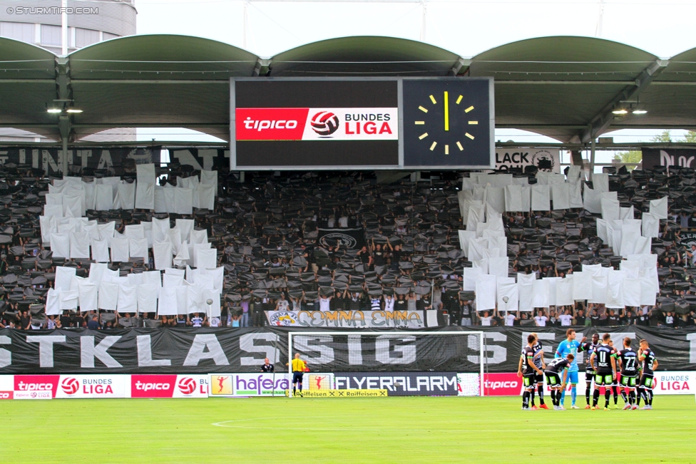 Sturm Graz - Admira Wacker
Oesterreichische Fussball Bundesliga, 1. Runde, SK Sturm Graz - FC Admira Wacker Moedling, Stadion Liebenau Graz, 25.07.2015. 

Foto zeigt Fans von Sturm mit einer Choreografie
