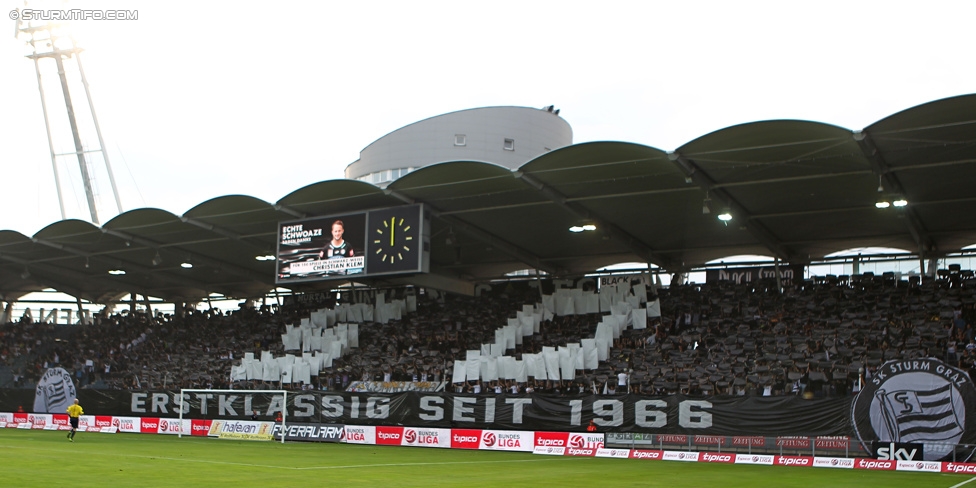 Sturm Graz - Admira Wacker
Oesterreichische Fussball Bundesliga, 1. Runde, SK Sturm Graz - FC Admira Wacker Moedling, Stadion Liebenau Graz, 25.07.2015. 

Foto zeigt Fans von Sturm mit einer Choreografie
