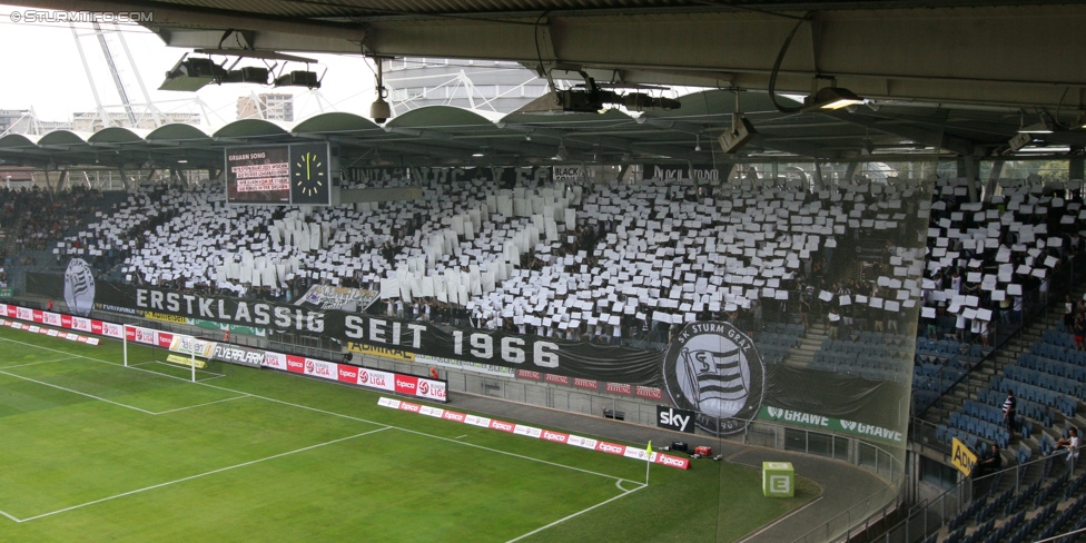 Sturm Graz - Admira Wacker
Oesterreichische Fussball Bundesliga, 1. Runde, SK Sturm Graz - FC Admira Wacker Moedling, Stadion Liebenau Graz, 25.07.2015. 

Foto zeigt Fans von Sturm mit einer Choreografie
