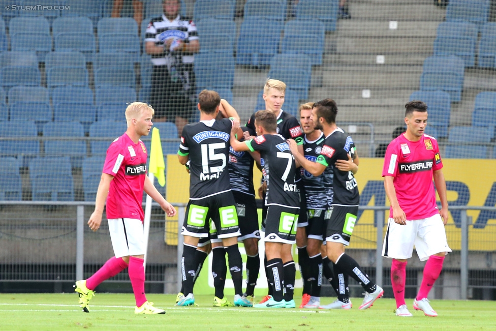 Sturm Graz - Admira Wacker
Oesterreichische Fussball Bundesliga, 1. Runde, SK Sturm Graz - FC Admira Wacker Moedling, Stadion Liebenau Graz, 25.07.2015. 

Foto zeigt Michael Madl (Sturm), Josip Tadic (Sturm), Simon Piesinger (Sturm), Donisi Avdijaj (Sturm), Thorsten Schick (Sturm) und Marvin Potzmann (Sturm)
Schlüsselwörter: torjubel