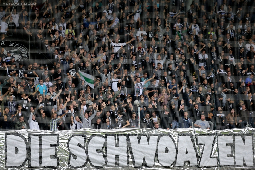 Sturm Graz - Rubin Kasan
UEFA Europa League Qualifikation 3. Runde, SK Sturm Graz -  FK Rubin Kasan, Stadion Liebenau Graz, 30.07.2015. 

Foto zeigt Fans von Sturm
