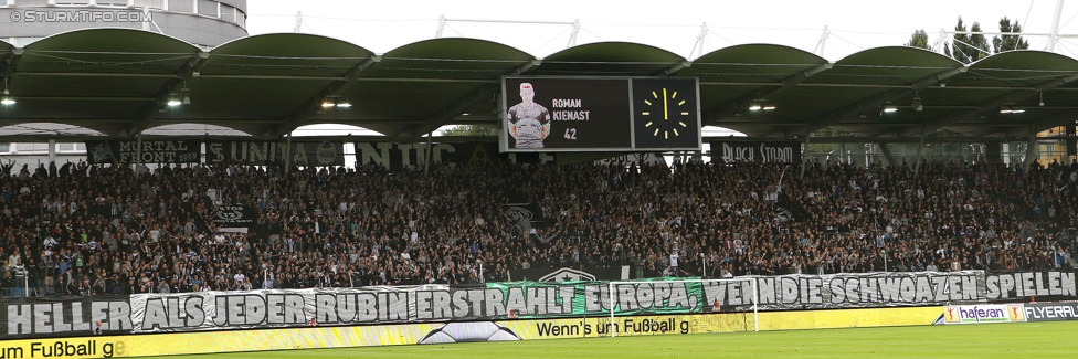 Sturm Graz - Rubin Kasan
UEFA Europa League Qualifikation 3. Runde, SK Sturm Graz -  FK Rubin Kasan, Stadion Liebenau Graz, 30.07.2015. 

Foto zeigt Fans von Sturm mit einer Choreografie
